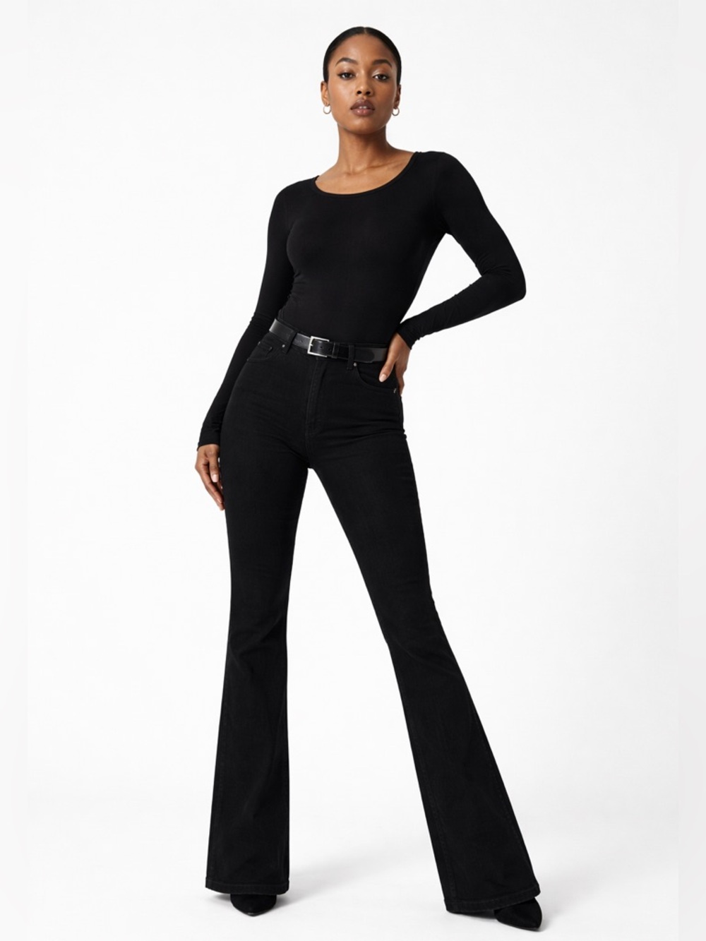 NWT - SPANX Black Flare Jeans | High-Rise | Petite | Size Large  🖤
